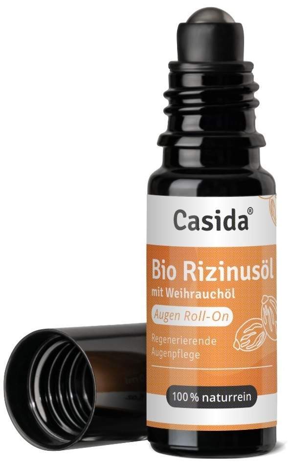 Casida Rizinusöl Bio Augen Roll-on mit Weihrauchöl 10 ml - Augenpflege gegen Augenringe feine Linien & Fältchen