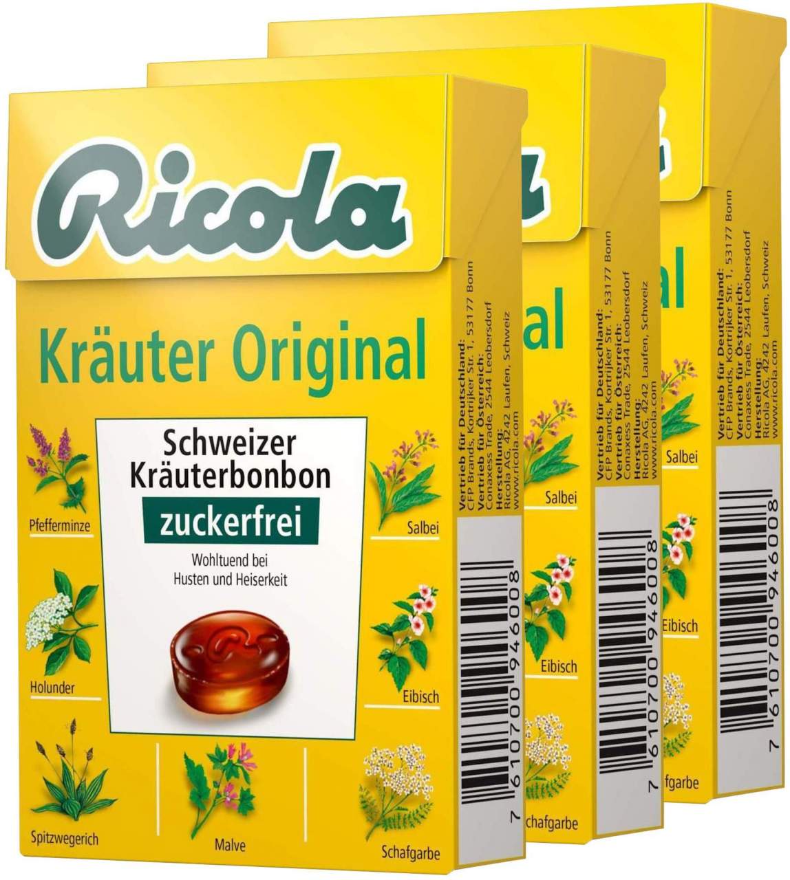 Ricola Box Kräuter zuckerfrei 3 x 50 g