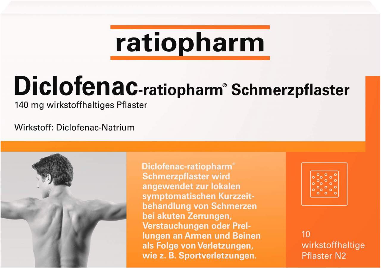 Diclofenac-ratiopharm Schmerzpflaster 140 mg pro g 10 Stück