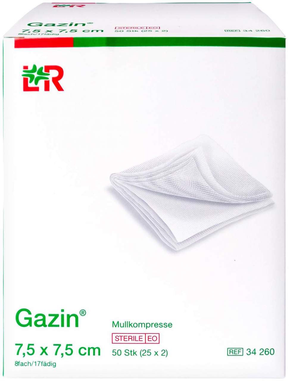 Gazin Mullkomp.7,5x7,5 cm Steril 8fach