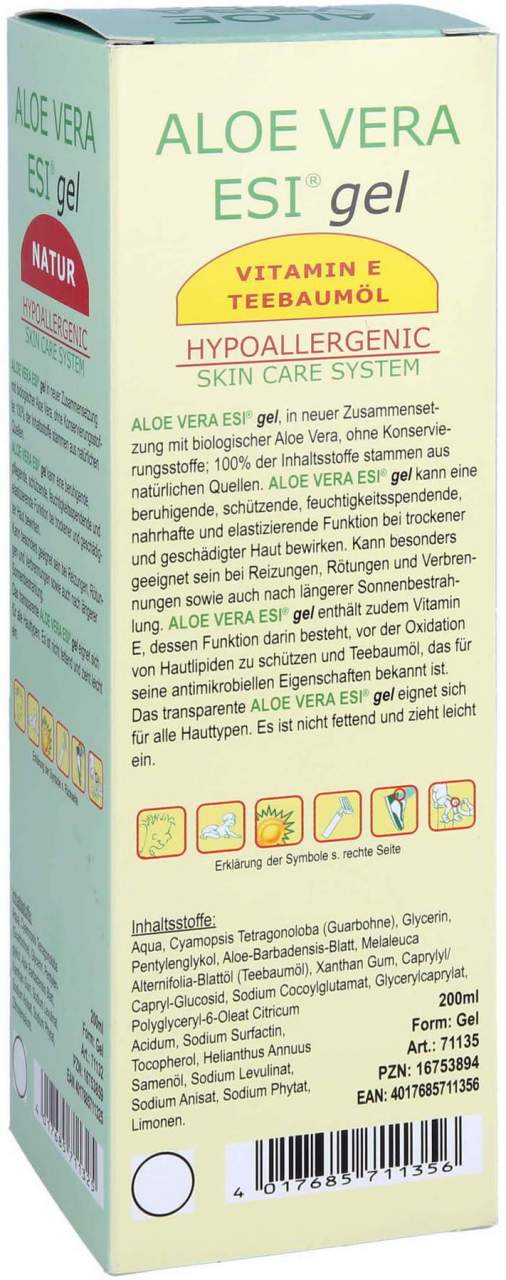 Aloe Vera Gel Mit Vitamin E und Teebaumöl Bio 200 ml - Zur Hautpflege