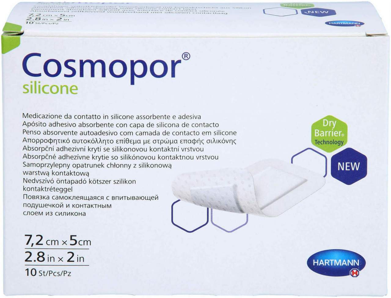 Cosmopor Silicone Wundverband 7,2 X 5 cm 10 Stk.