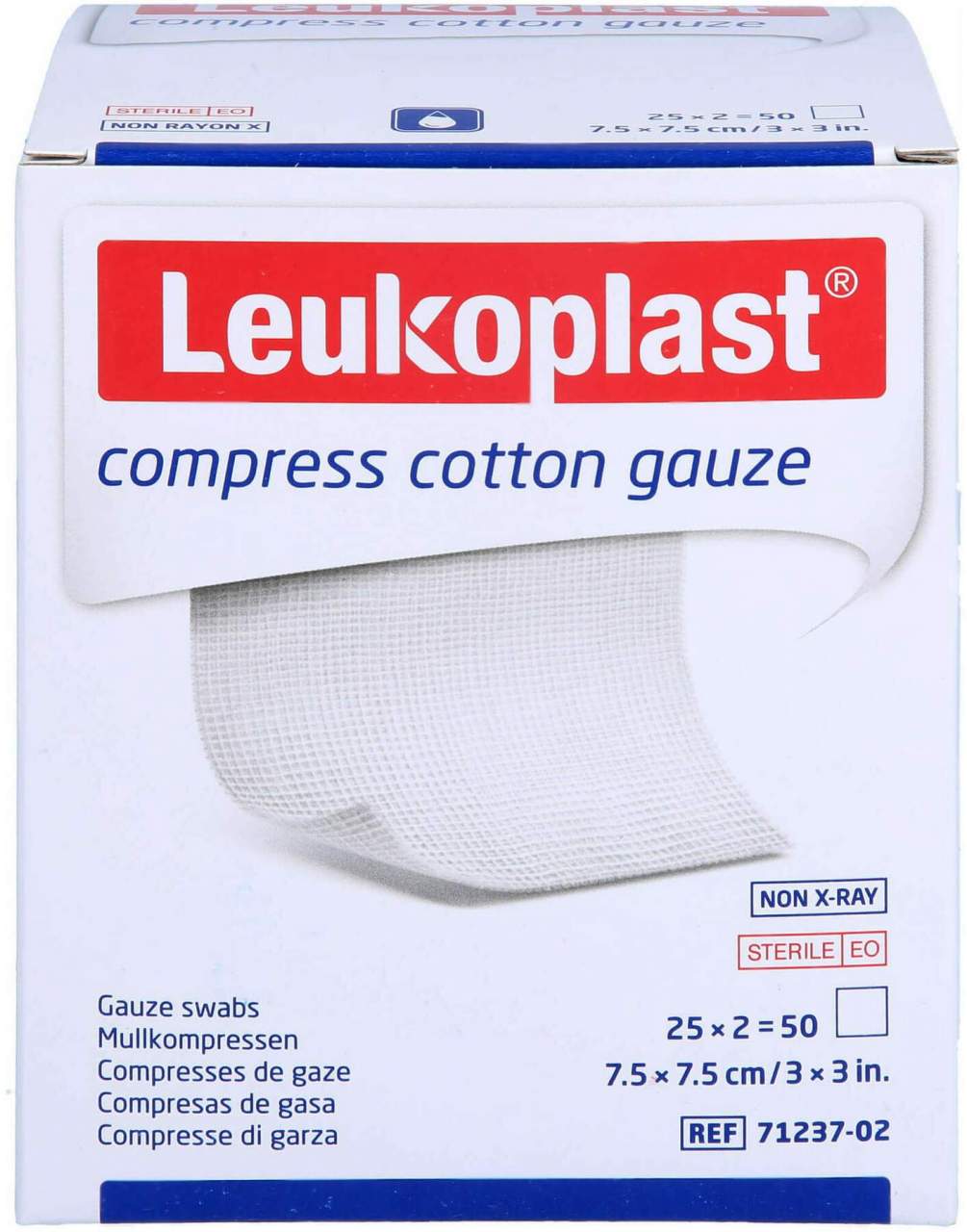 Leukoplast Compress Cotton Gauze 7,5 X 7,5 cm Ste.8f 25 X 2 Stück