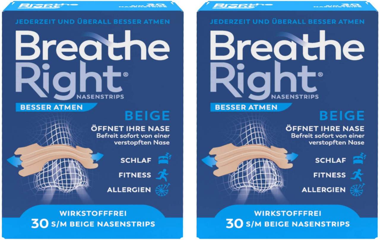 Breathe Right Besser Atmen Nasenpflaster normal beige 2 x 30 Stück