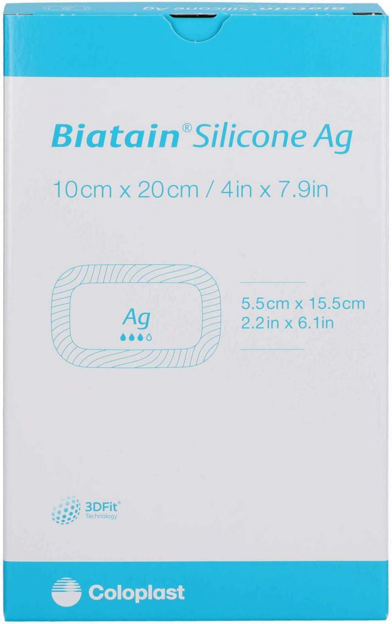 Biatain Silicone AG Schaumverband 10 X 20 cm 5 Stück