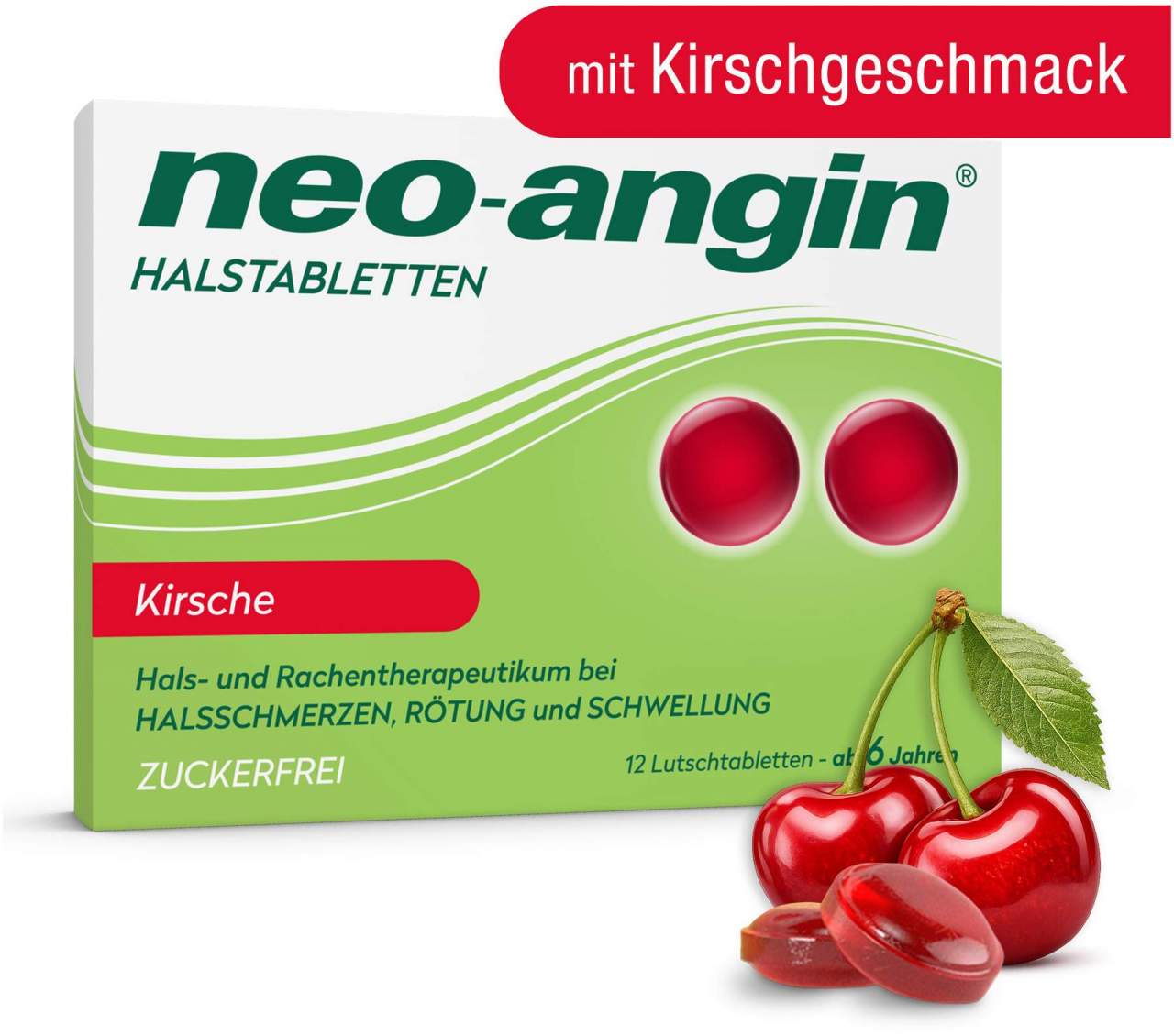 neo Angin Halstabletten Kirsche Zuckerfrei 12 Lutschtabletten