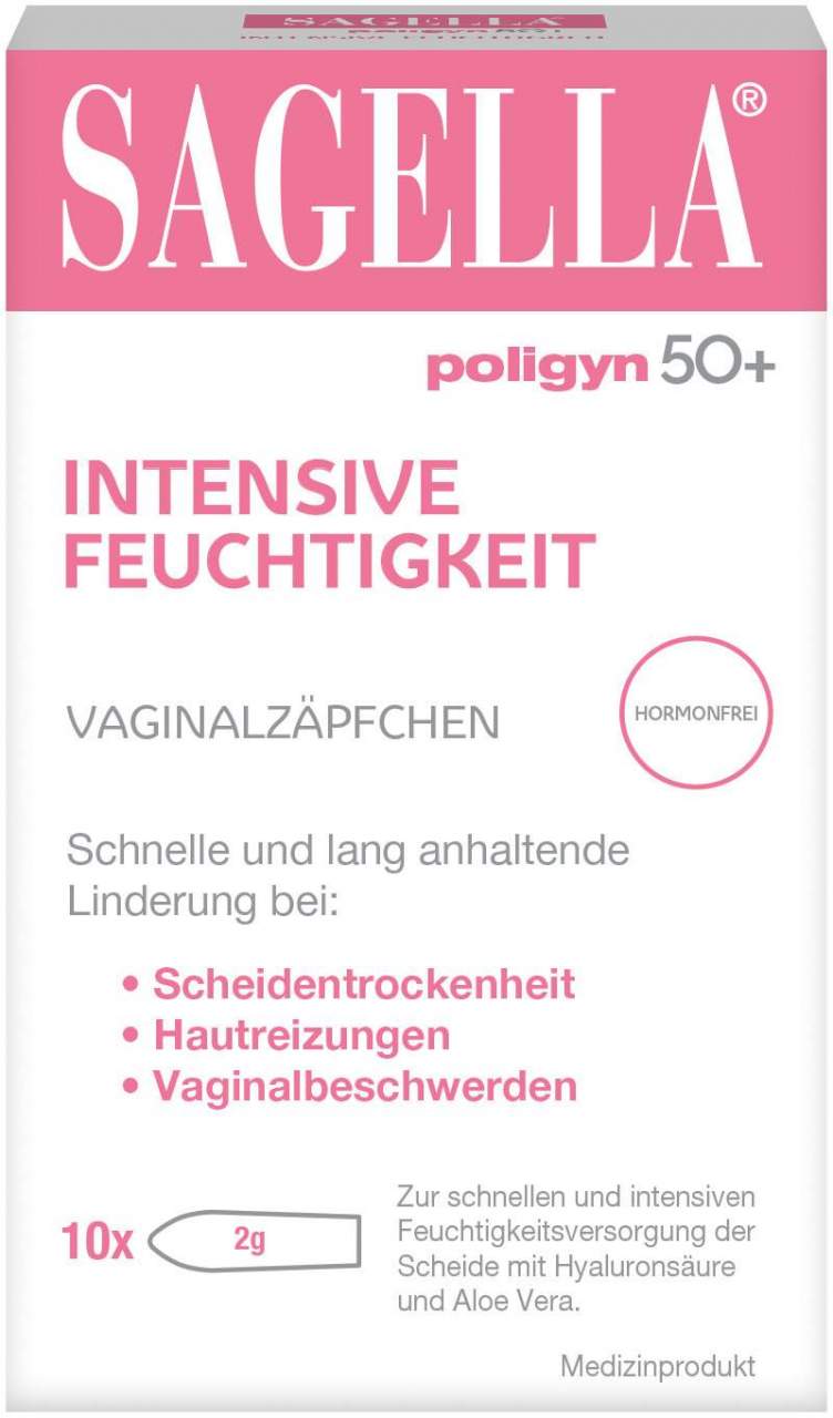 Sagella poligyn 50+ intensive Feuchtigkeit Ovula 10 x 2 g Zäpfchen