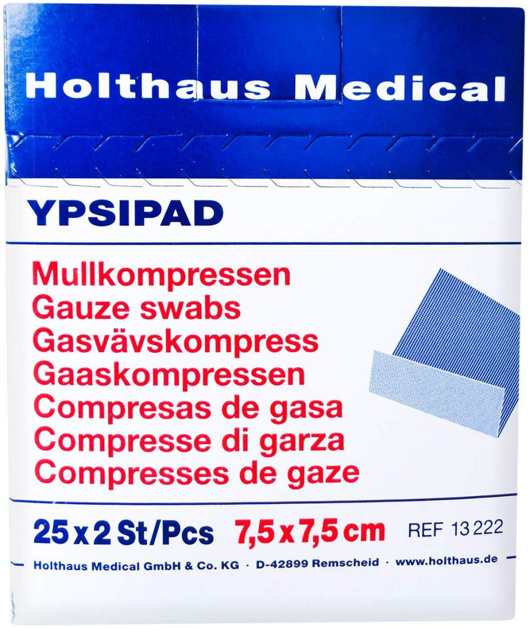 Mullkompressen Ypsipad 7,5 X 7,5 cm 8fach Steril 25 X 2 Kompressen