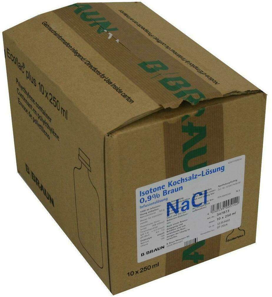 Kochsalzlösung 0,9% Ecoflac Plus 10 X 250 ml Infusionslösung