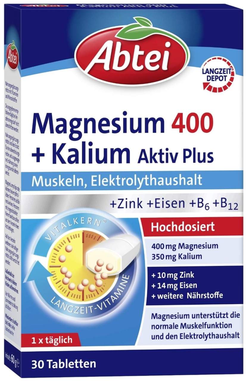 Abtei Magnesium 400+kalium 30 Tabletten