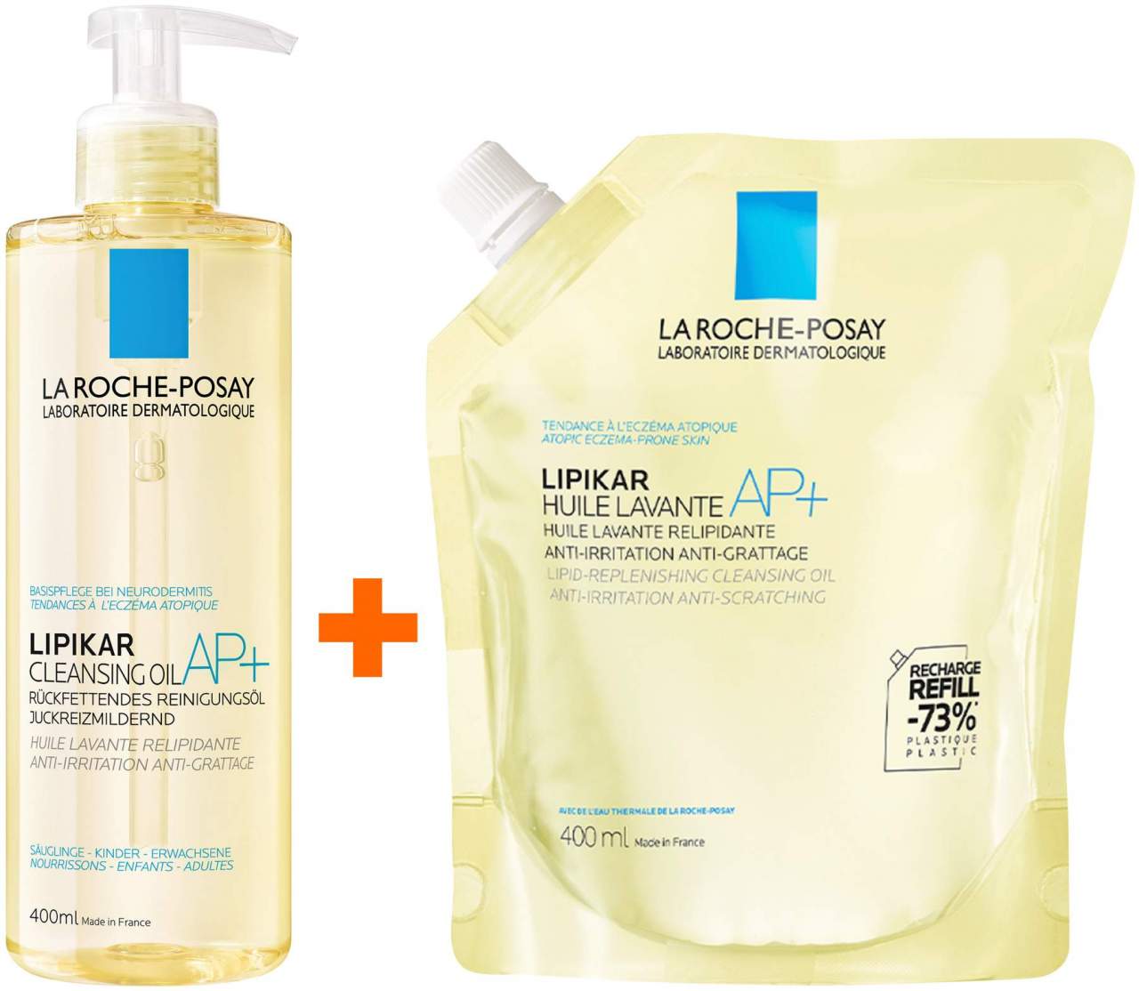 La Roche Posay Lipikar Dusch- und Badeöl AP+ 400 ml + La Roche Posay Lipikar Dusch- und Badeöl AP+ 400 ml Refill