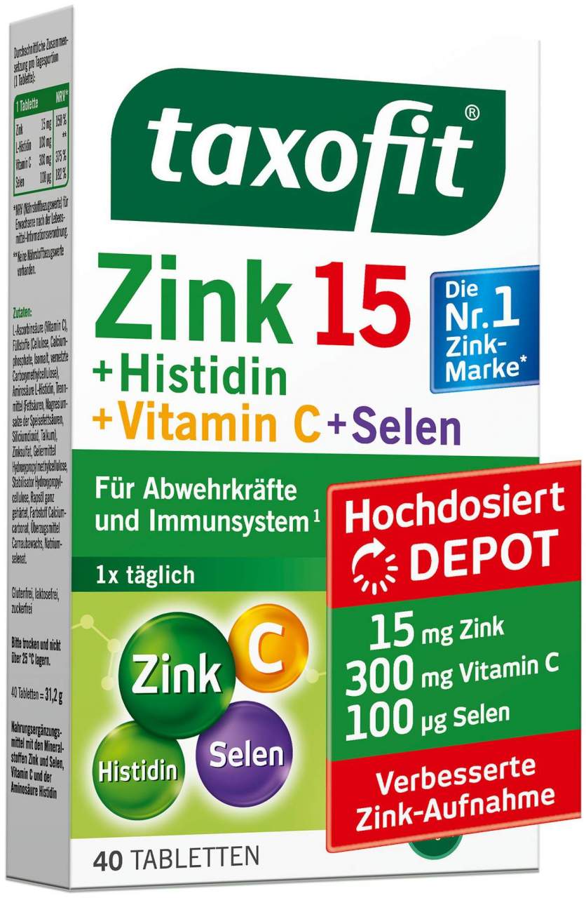 Taxofit Zink + Histidin + Selen Depot 40 Tabletten