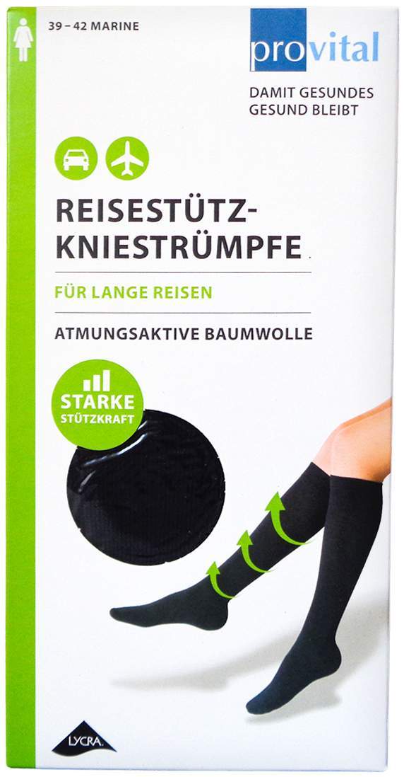 Provital Reisekniestrümpfe Gr.39-42 Marine Baum
