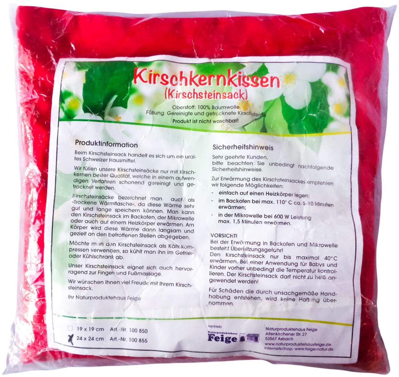 Kirschsteinsack 24 X 24 cm Rot 1 Stück