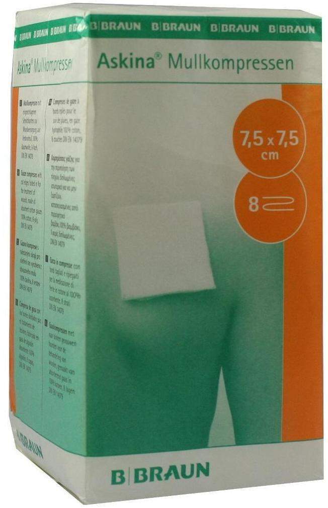Askina Mullkompressen 7,5 X 7,5 cm 8fach 100 Stück