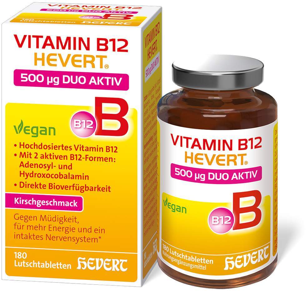 Vitamin B12 Hevert 500 µg Duo Aktiv 180 Lutschtabletten