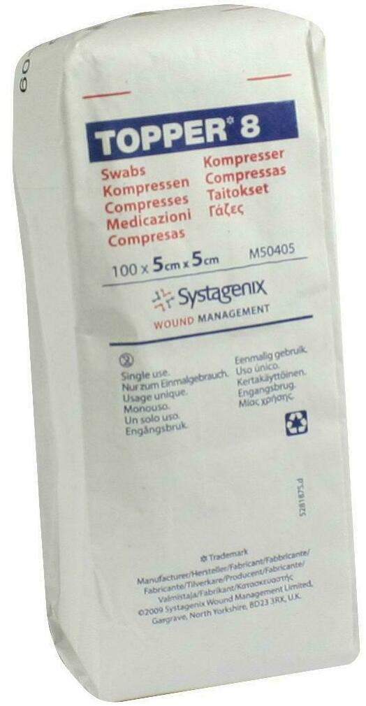 Topper 8 Kompresse Unsteril 5 X 5 cm 100 Kompressen
