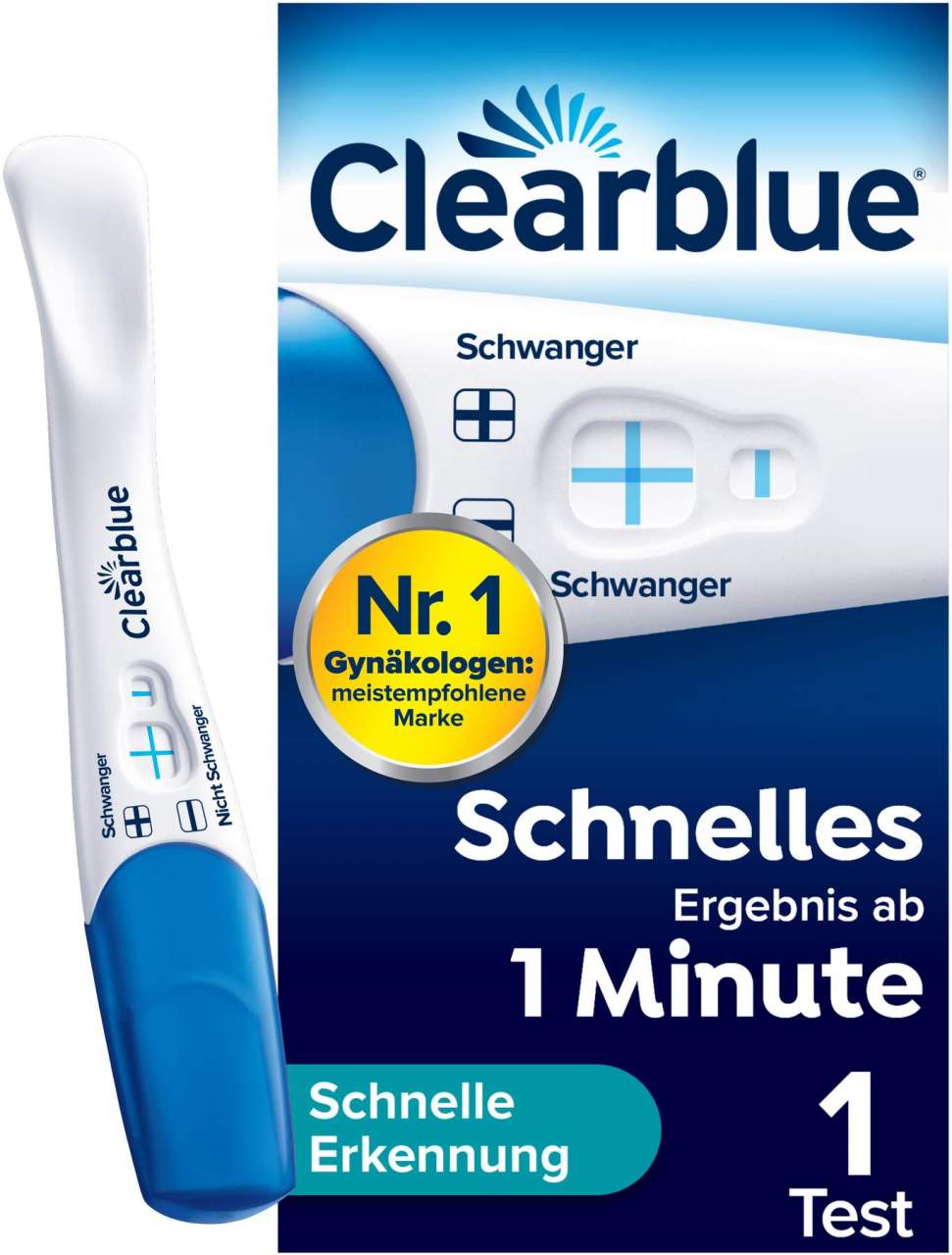 Clearblue Schwangerschaftstest schnelle Erkennung 1 Test