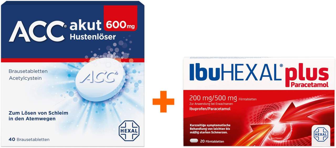 ACC akut 600 40 Brausetabletten + IbuHexal plus Paracetamol 20 Tabletten