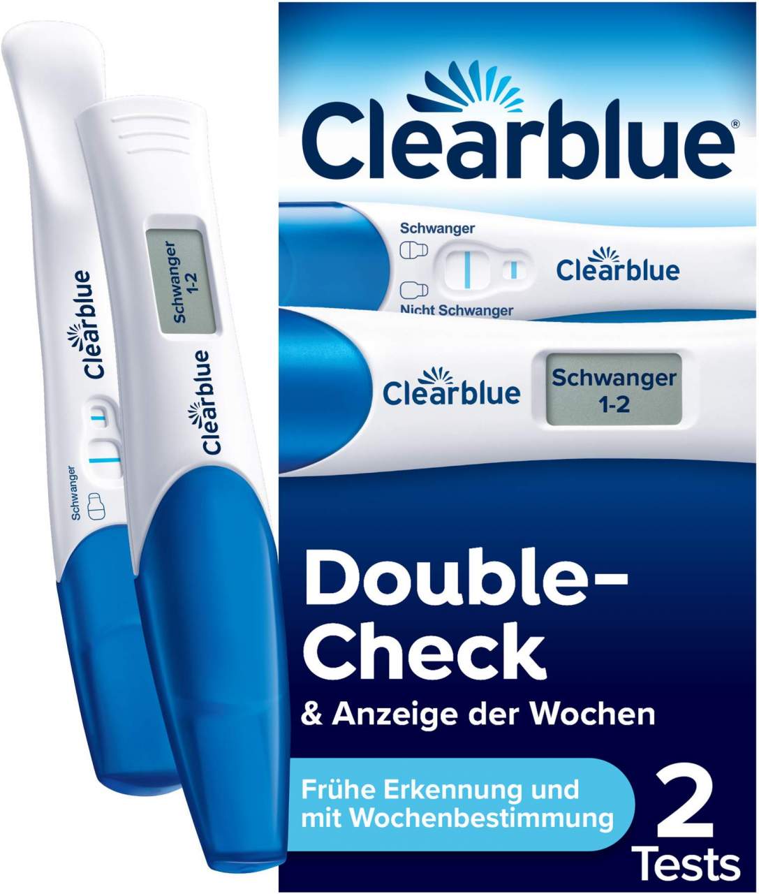 Clearblue Schwangerschaftstest frühe Erkennung und mit Wochenbestimmung 2 Teststäbchen