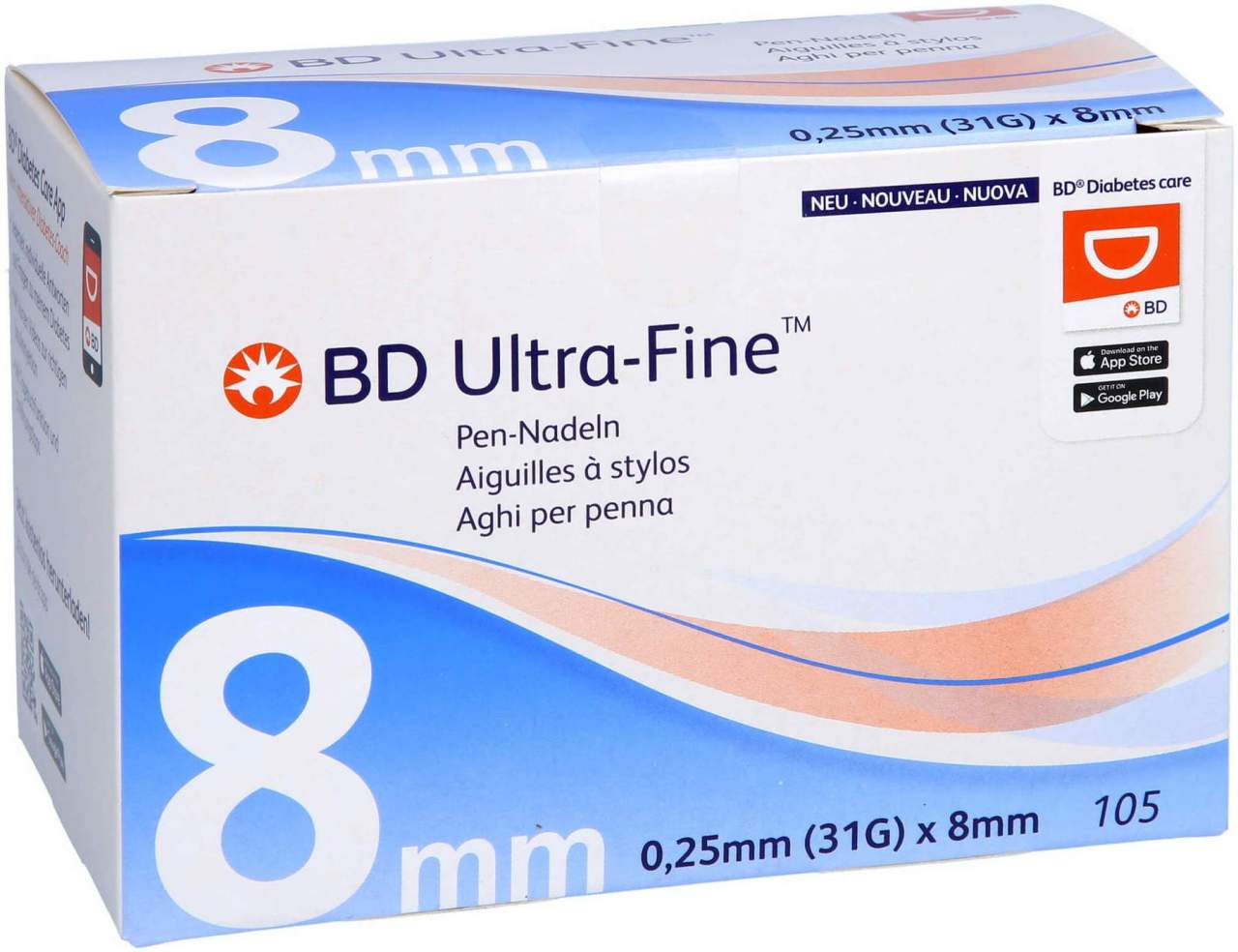 Bd Ultra-Fine Pen-Nadeln 8 mm 31 G 0,25 mm