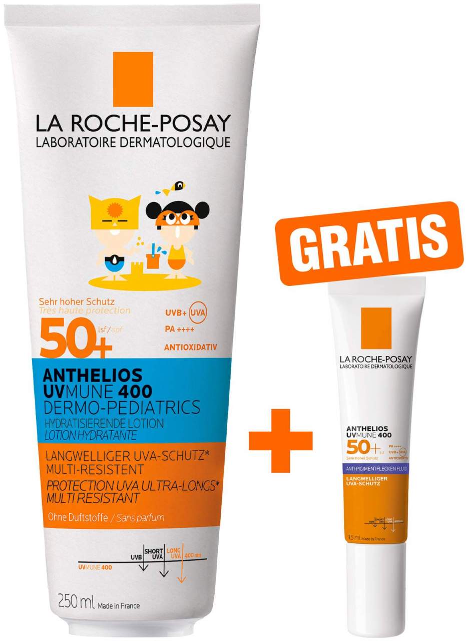 La Roche Posay Anthelios Dermo-Kids Hydratisierende Milch UVMune 400 LSF50 250 ml + gratis Anthelios Anti-Pigment 15 ml - Sonnenschutz