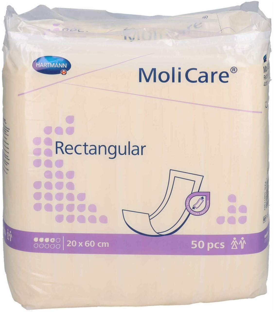 Molicare Rectangular 4 Tropfen 20 X 60 cm 50 Beutel