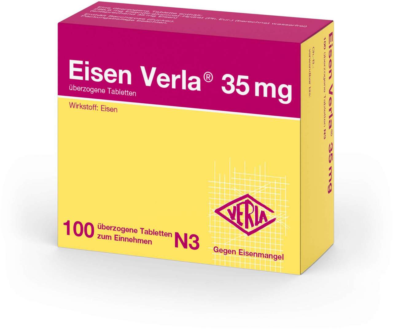 Eisen Verla 35 mg 100 überzogene Tabletten