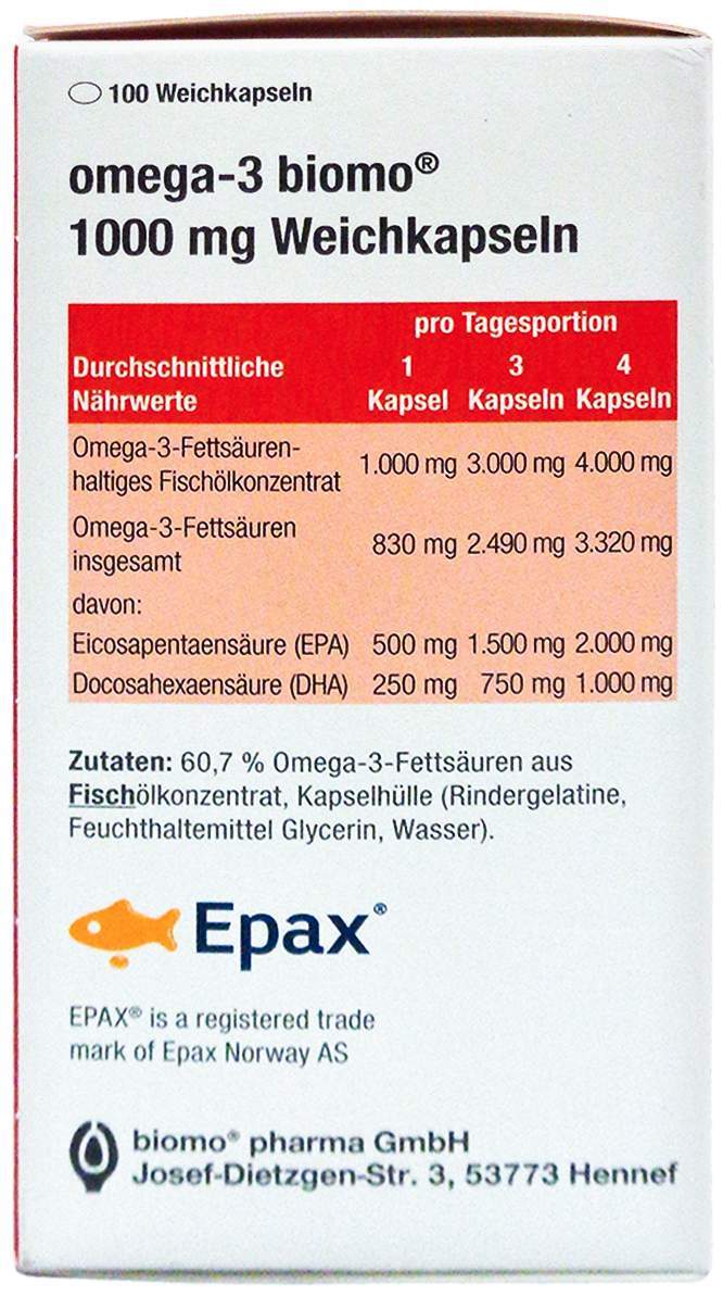Omega-3 Biomo 1000 mg 100 Weichkapseln