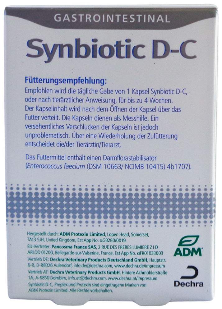 Synbiotic D-C Diätfuttermittel Kapseln Für Hunde Katzen 50 Stück