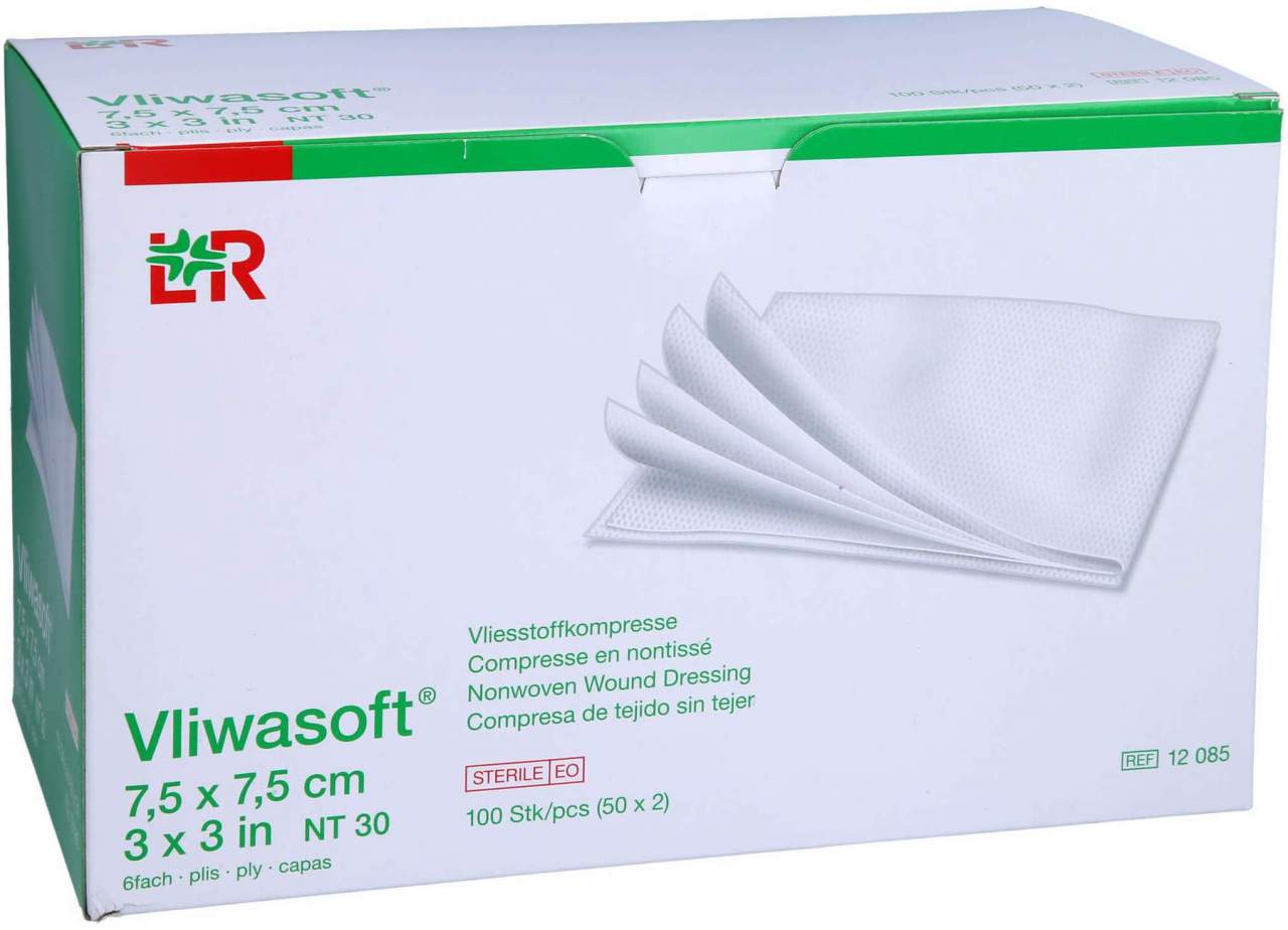 Vliwasoft Vlieskompressen Steril 7,5 X 7,5 6lagig 50 X 2 Stück