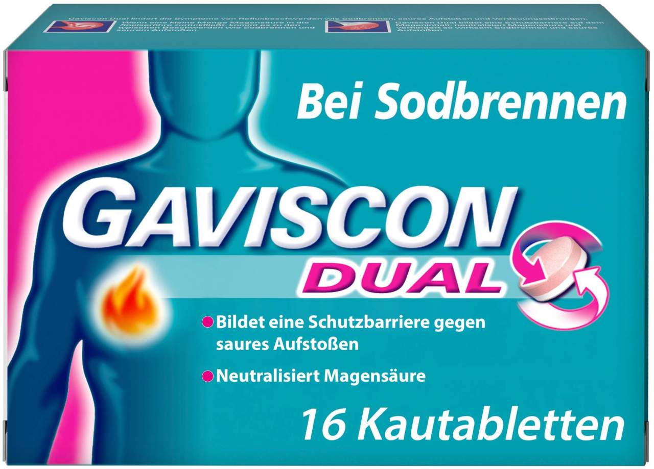 Gaviscon Dual 250 mg - 106,5 mg - 187,5 mg 16 Kautabletten