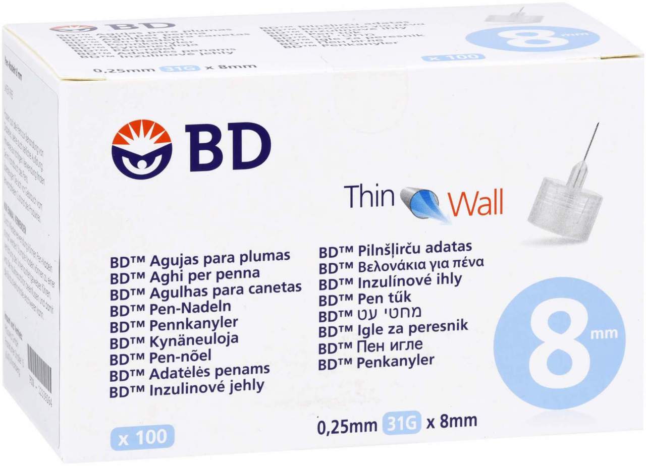 Bd Thin Wall Pen-Nadeln 0,25 31 Gx8 mm