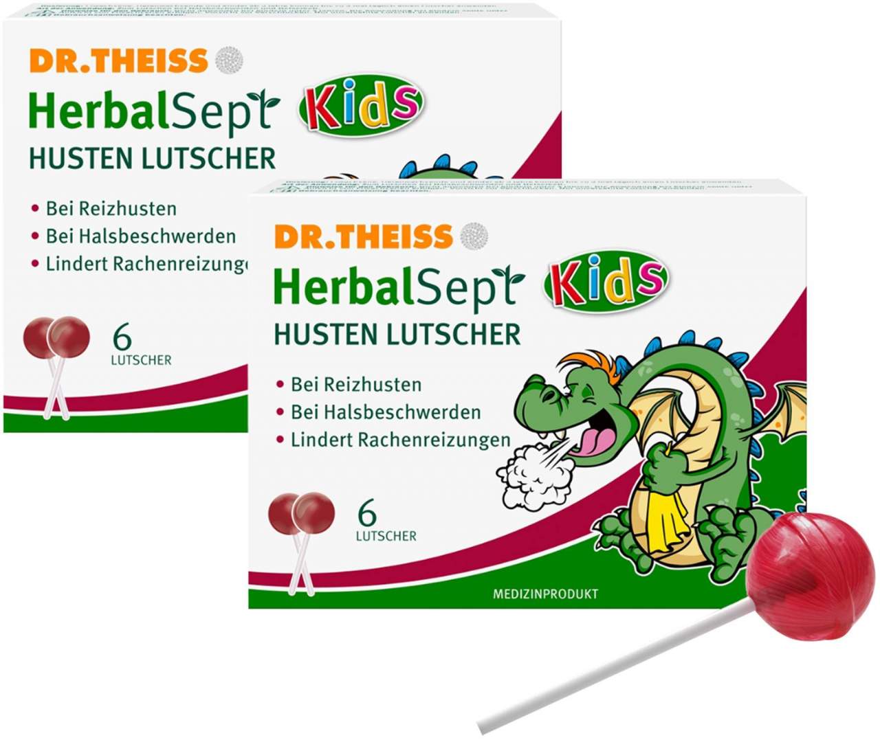Dr.Theiss HerbalSept Husten Lutscher Himbeer 2 x 6 Stück