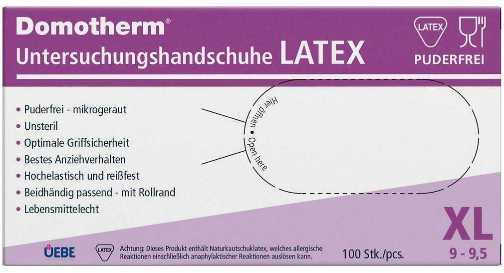Domotherm Unt.Handschuhe Latex Unsteril Pf Xl Wei