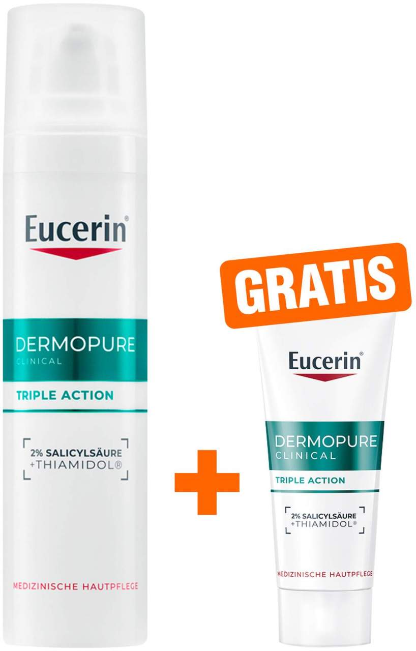 Eucerin DermoPure clinical Triple Action 40 ml + gratis Eucerin Dermopure Clinical Triple Action 7 ml - Bei unreiner Haut