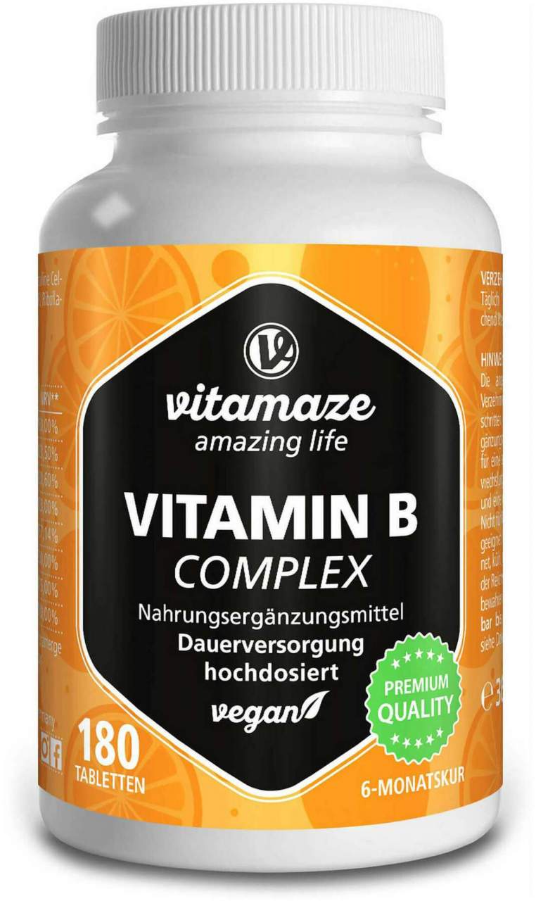 Vitamin B Complex Hochdosiert Vegan Tabletten 180 Stück