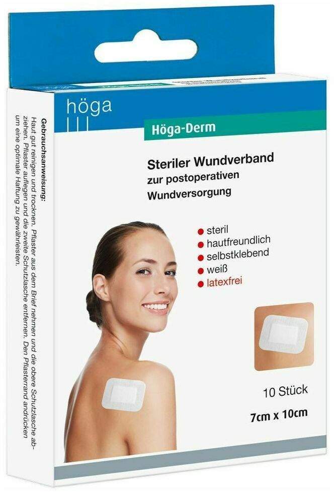 Höga Derm Pflaster 100mmx70mm Steril 10 Pflaster