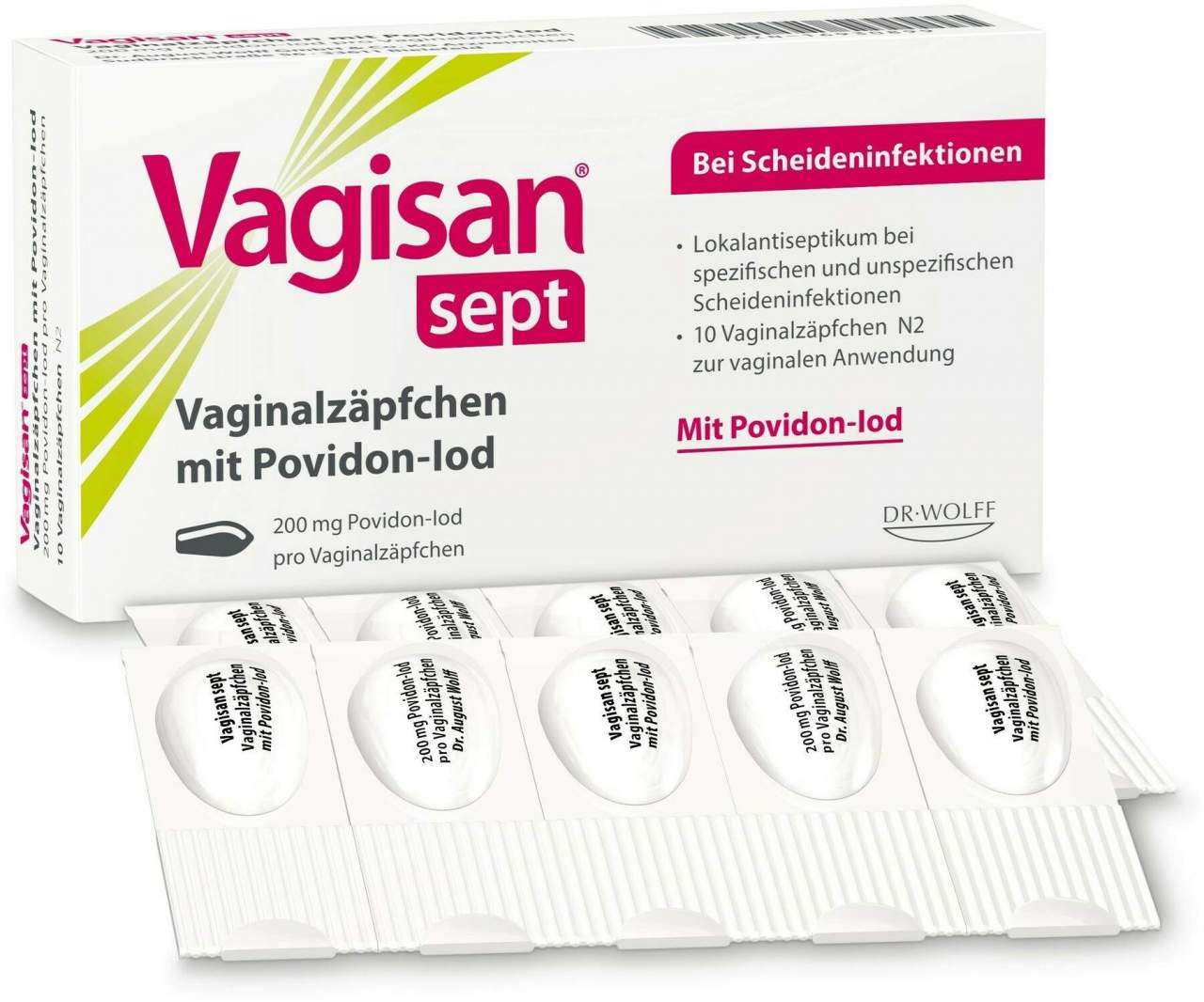 Vagisan Sept Vaginalzäpfchen Mit Povidon-Iod 10 Stück