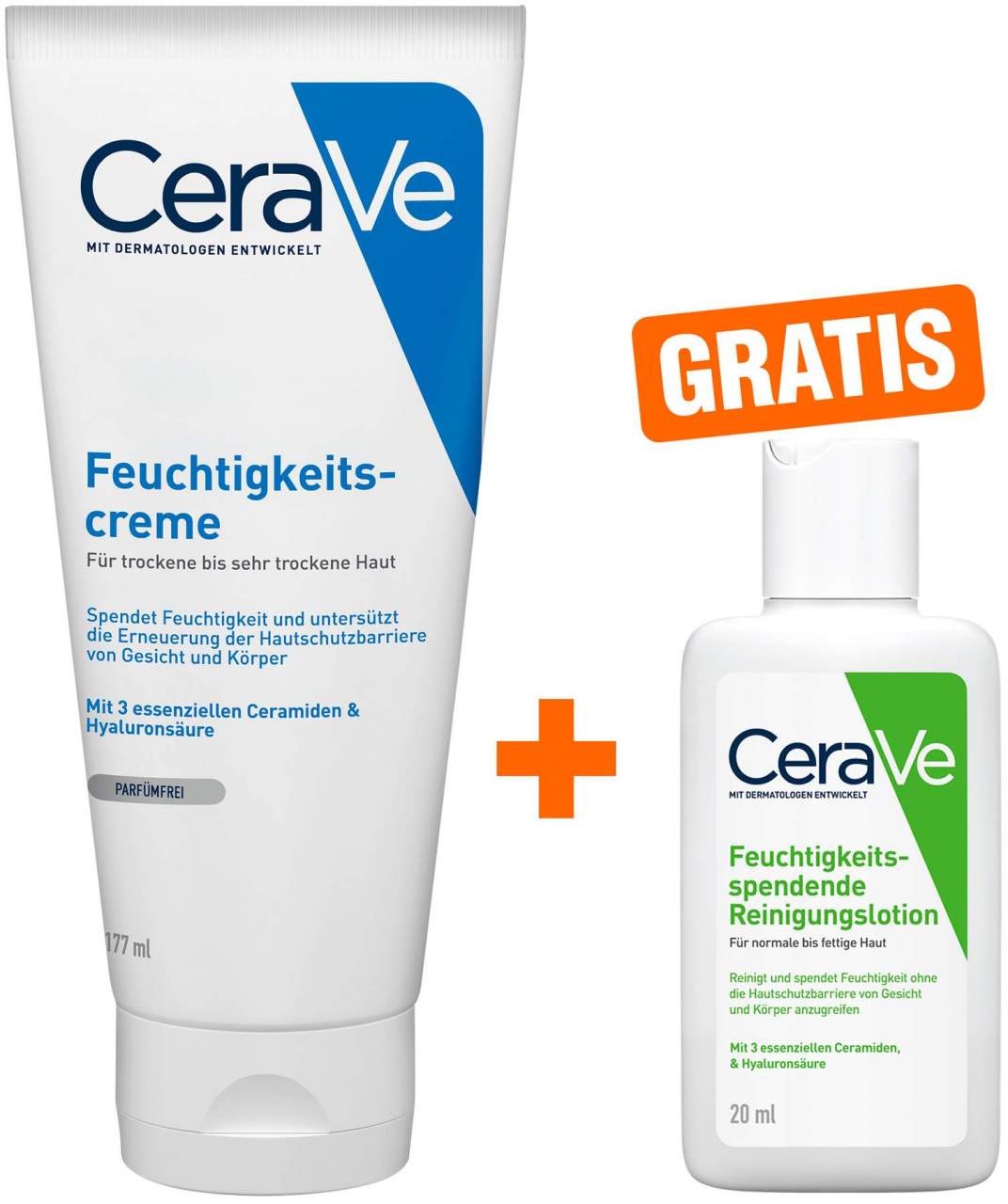 CeraVe Feuchtigkeitscreme 177 ml+ gratis CeraVe feuchtigkeitsspendende Reinigungslotion 20 ml