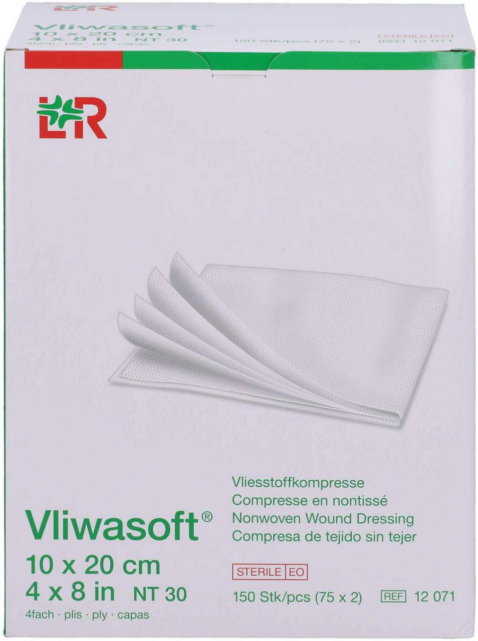 Vliwasoft Vlieskompressen Steril 10 X 20 cm 4lagig 150 Kompressen