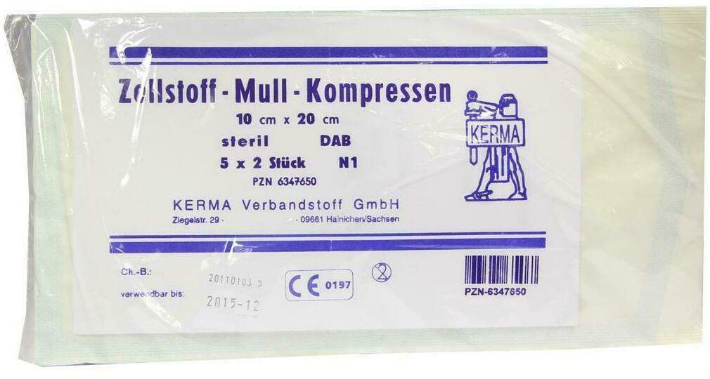 Zellstoff Mullkompressen 10cmx20cm Steril 5x2 Kompressen