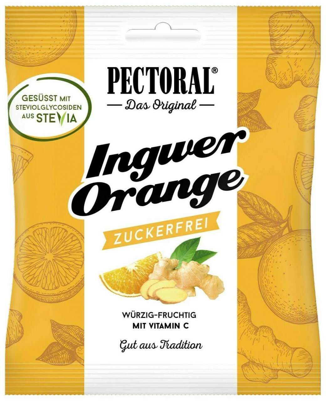 Pectoral Ingwer Orange Zuckerfrei 60 G Bonbons