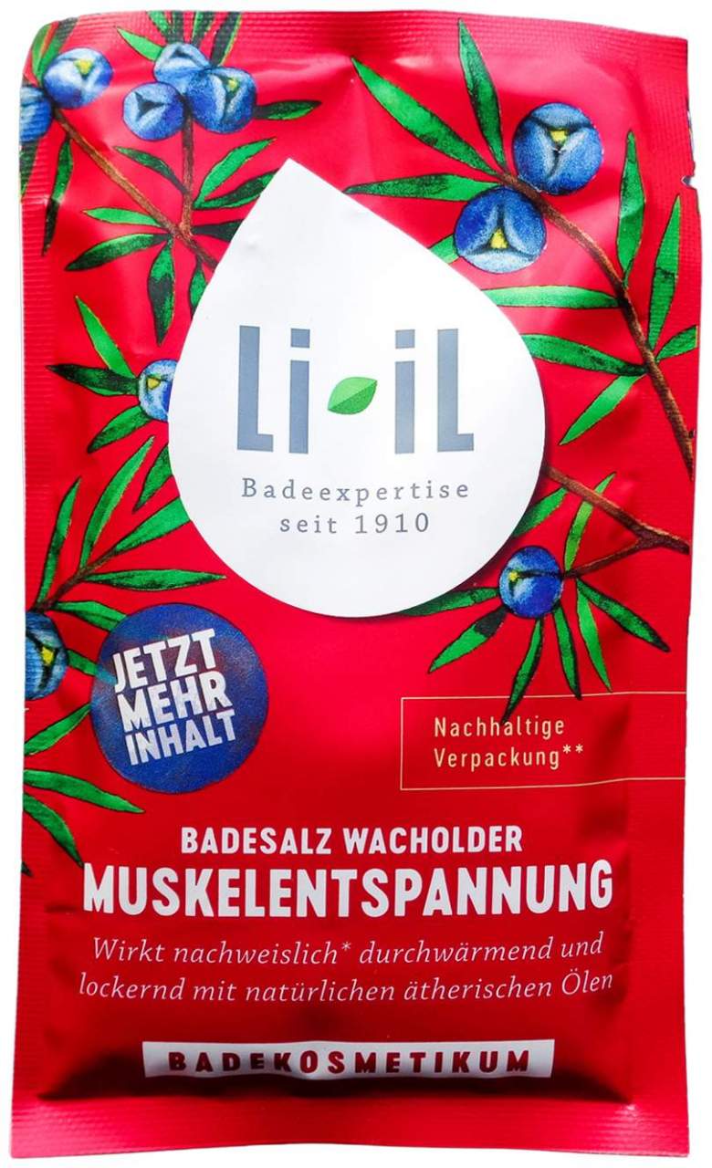 Li-Il Badesalz Wacholder Muskelentspannung 80 G - Durchwärmend und lockernd mit natürlichen ätherischen Ölen