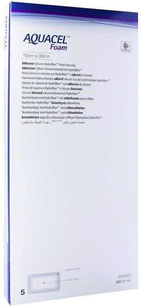 Aquacel Foam Adhäsiv 10x30 cm Verband