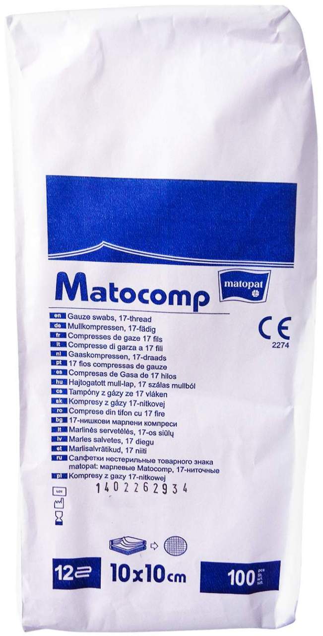 Mullkompressen Matocomp 10x10 cm Unst.12fach