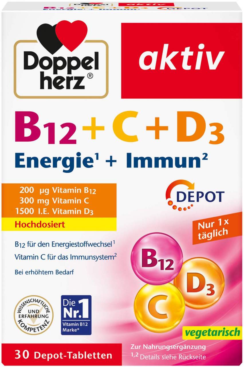 Doppelherz Aktiv B12 + C + D3 Depot 30 Tabletten