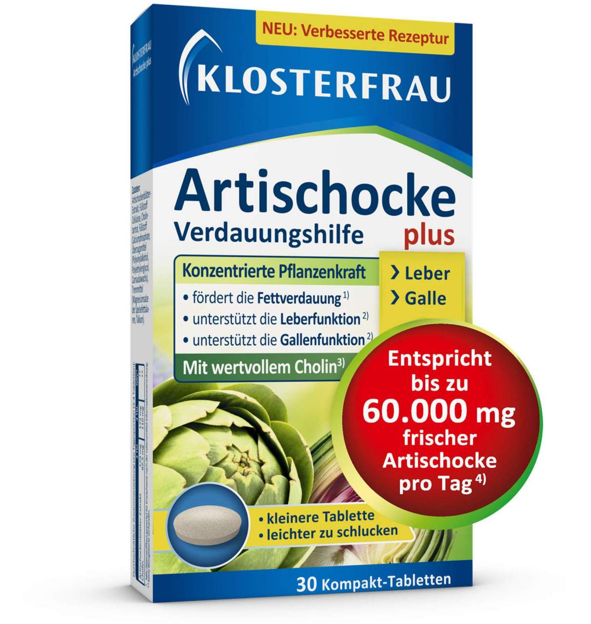 Klosterfrau Artischocke Plus Choli Verdauungshilfe 30 Tabletten