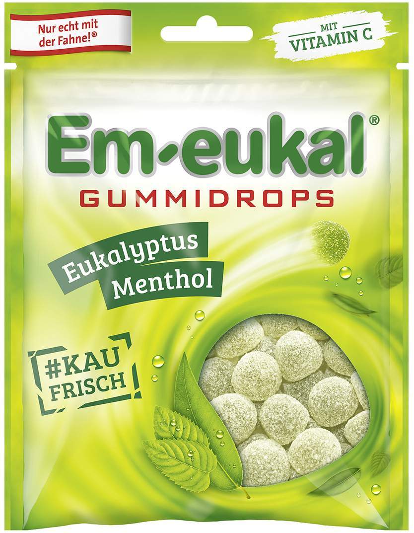 Em Eukal Gummidrops Eukalyptus - Menthol Zuckerhaltig 90 G Bonbons