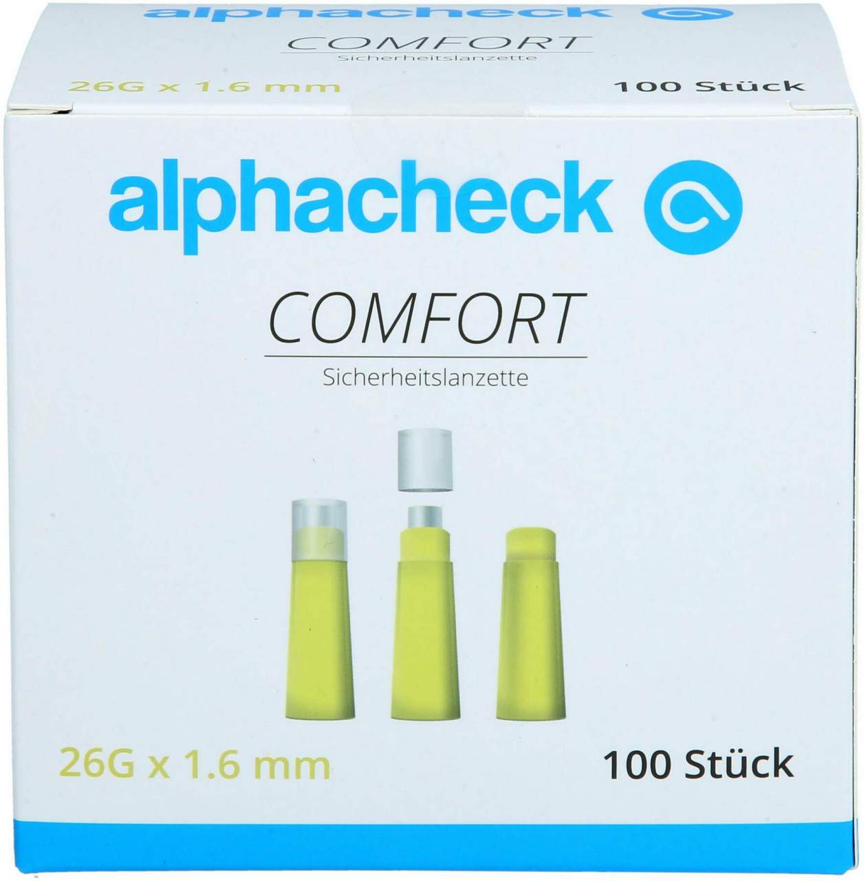 Alphacheck Comfort Sicherheitslanzetten 26 G X 1,6 mm 100 Stück